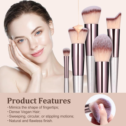 BS-MALL Makeup Brush Set 18 Pcs Premium Synthetic Foundation Powder Concealers Eye shadows Blush Makeup Brushes Champagne Gold Cosmetic Brushes