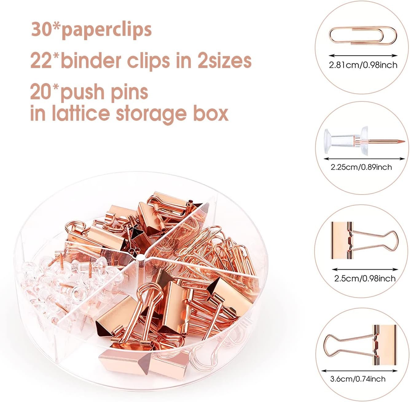 KAAKOW Rose Gold Desk Organizers and Accessories Office Supplies Set Stapler, Pen Holder, Phone Holder, Scissors, Pen, Ruler, 30 Paper Clips, 22 Binder Clip, 20 Tacks and 1000pcs Staples