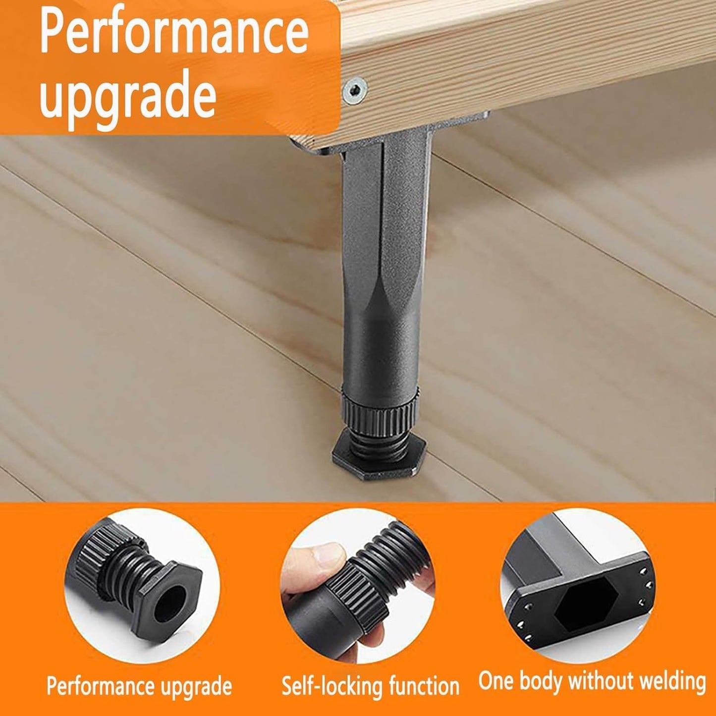 4 Pcs Adjustable Bed Legs Metal Feet Furniture Black,Bed Frame Center Support for Furniture,for Bed,Sofa Slat Support Bed Frame Center Support(21-37.5 cm)