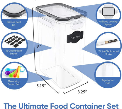 Chef's Path Airtight Food Storage Containers Set - 12 PC/Small Size - 2L- Kitchen Pantry Organization - BPA-Free Plastic Canisters - Includes Labels - Marker and Spoon Set