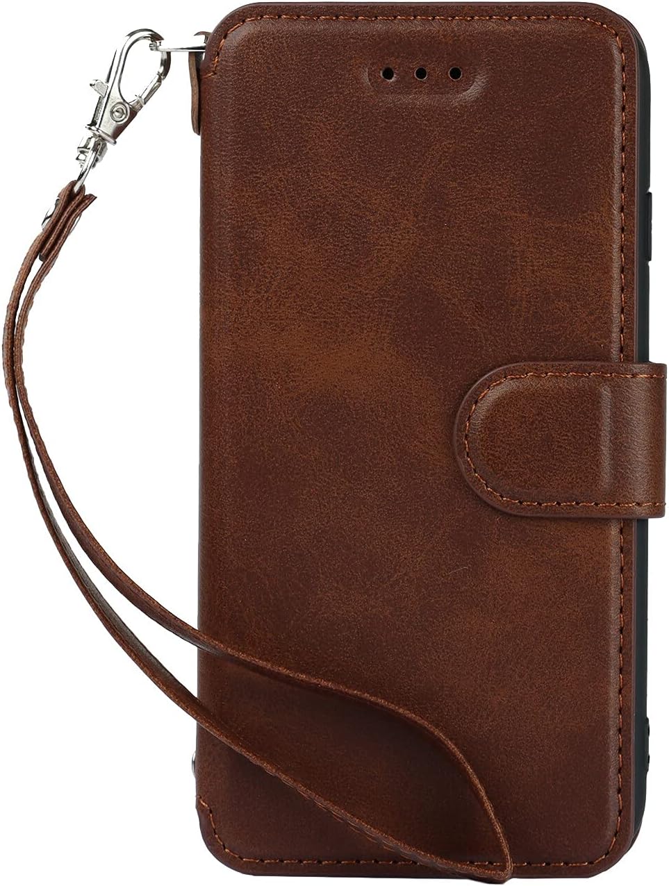 Cavor Case for iPhone 6 Plus, iPhone 6S Plus 5.5'' Luxury Cowhide PU Leather Wallet Case, Flip Folio Case Cover with [Kickstand Function] and [Card Slots Holder] & [Wrist Strap Lanyard] Magnetic Protective Phone Case for iPhone 6Plus/ 6SPlus-Dark Brown