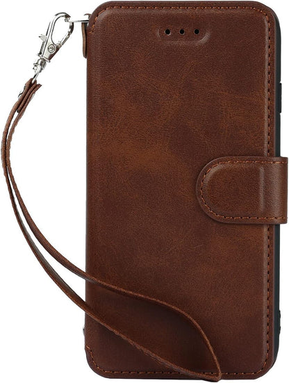 Cavor Case for iPhone 6 Plus, iPhone 6S Plus 5.5'' Luxury Cowhide PU Leather Wallet Case, Flip Folio Case Cover with [Kickstand Function] and [Card Slots Holder] & [Wrist Strap Lanyard] Magnetic Protective Phone Case for iPhone 6Plus/ 6SPlus-Dark Brown