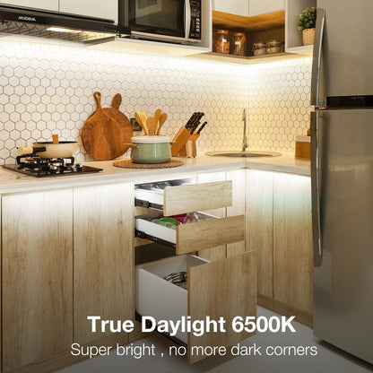 DAYBETTER Under Cabinet Lighting, 20ft RGBWIC Under Cabinet Lights, 360 LEDs (60 LEDs per 3.2ft/1M), Smart RGB+White(6500K) 4 Color in 1 High Density LED Lights with Built-in IC Chips, 6 PCS