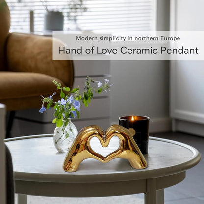 Notakia Gold Decor Heart Hands Statue for Living Room Bedroom Bookshelf Coffe Table, Modern Shelf Decor Love Finger Sculpture for Wedding Decorations Gifts, Unique Women Birthday (Gold)
