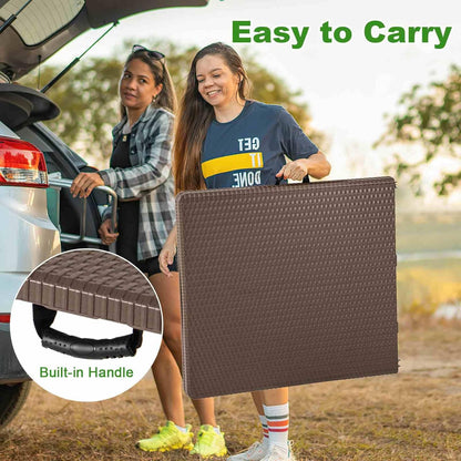 Costway 1.5m Folding Picnic Table, Outdoor Dining Table w/Rattan Grain HDPE Tabletop, Sturdy Metal Fame, Non-Slip Foot Pads, 4-6 Person Camping Table for Patio Garden Deck Yard