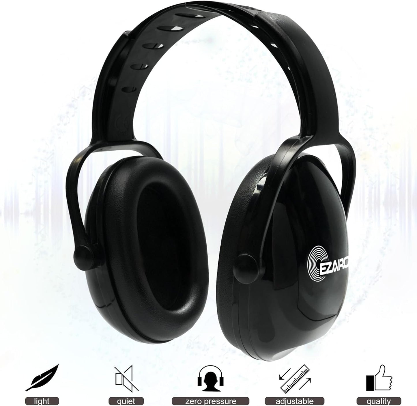 EZARC Kids Noise Cancelling Safety Ear Muffs, SNR 30dB Hearing Protection Noise Reduction Earmuffs with Adjustable Headband for Autism, Sleeping, Studying - Black