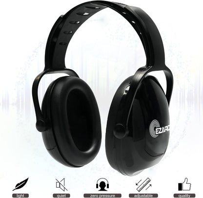 EZARC Kids Noise Cancelling Safety Ear Muffs, SNR 30dB Hearing Protection Noise Reduction Earmuffs with Adjustable Headband for Autism, Sleeping, Studying - Black