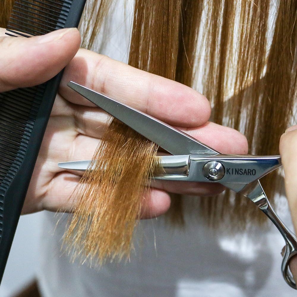 5.5" Barber Scissors Hair Scissors Professional Hair Shears Cutting Shears 440C Hair Cutting Scissors Barber Shears Haircut Scissors Silvery Convex Blades Kinsaro