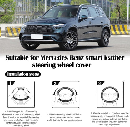 Car Steering Wheel Cover, Non-slip Breathable Microfiber Leather Car Steering Wheel Cover for Interior Accessories Car Steering Wheel Cover Black 38cm for Benz Smart 450 451 453 Fortwo Forfour