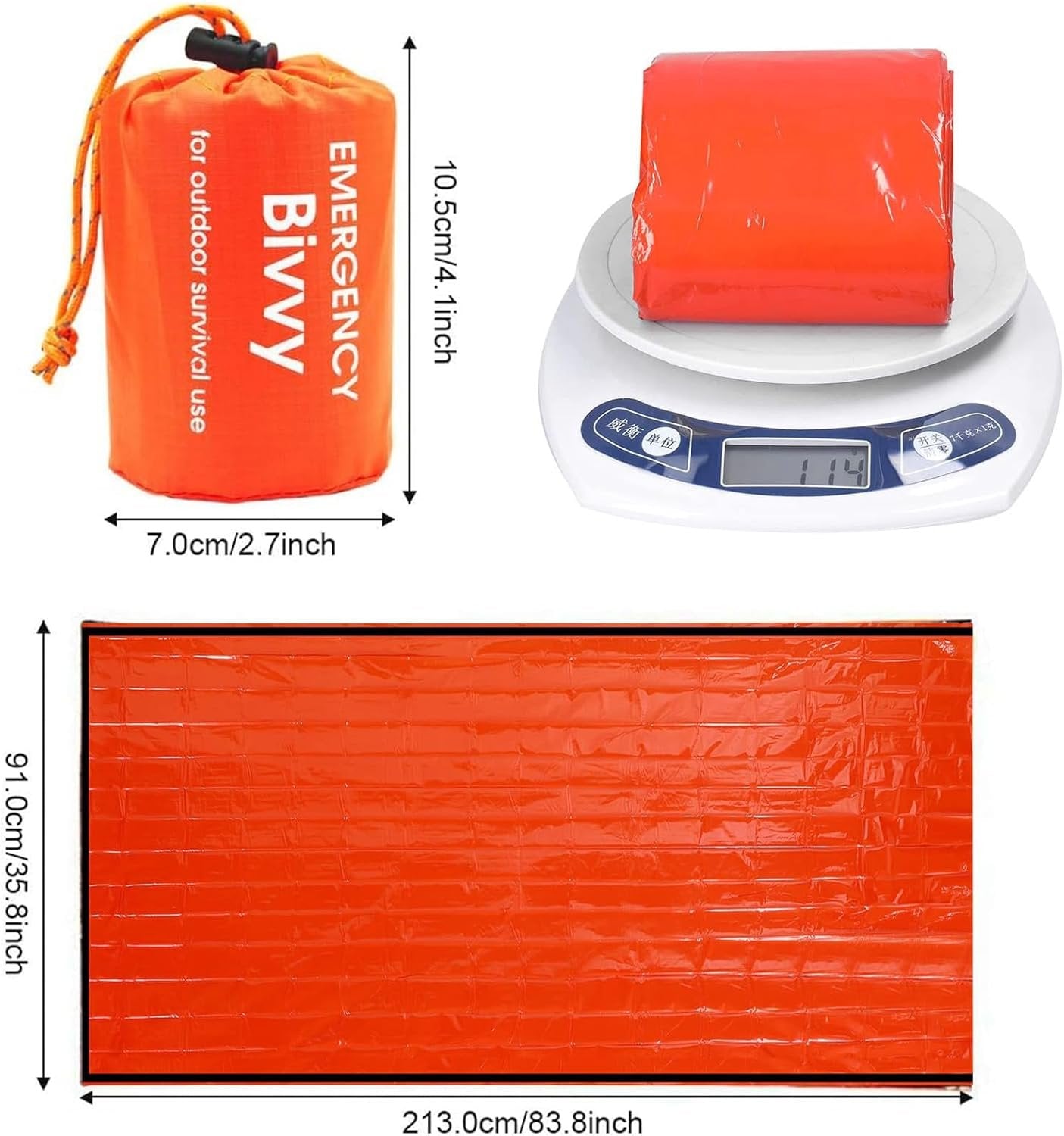 2 Pieces Bivvy Bag,Blanket Emergency Survival Sleeping Bag, Emergency Blanket, Survival Equipment, First Aid Rescue Blankets, Heat Repellent, Cold Protection, Waterproof with Whistle Bivouac