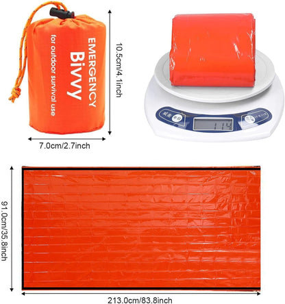 2 Pieces Bivvy Bag,Blanket Emergency Survival Sleeping Bag, Emergency Blanket, Survival Equipment, First Aid Rescue Blankets, Heat Repellent, Cold Protection, Waterproof with Whistle Bivouac