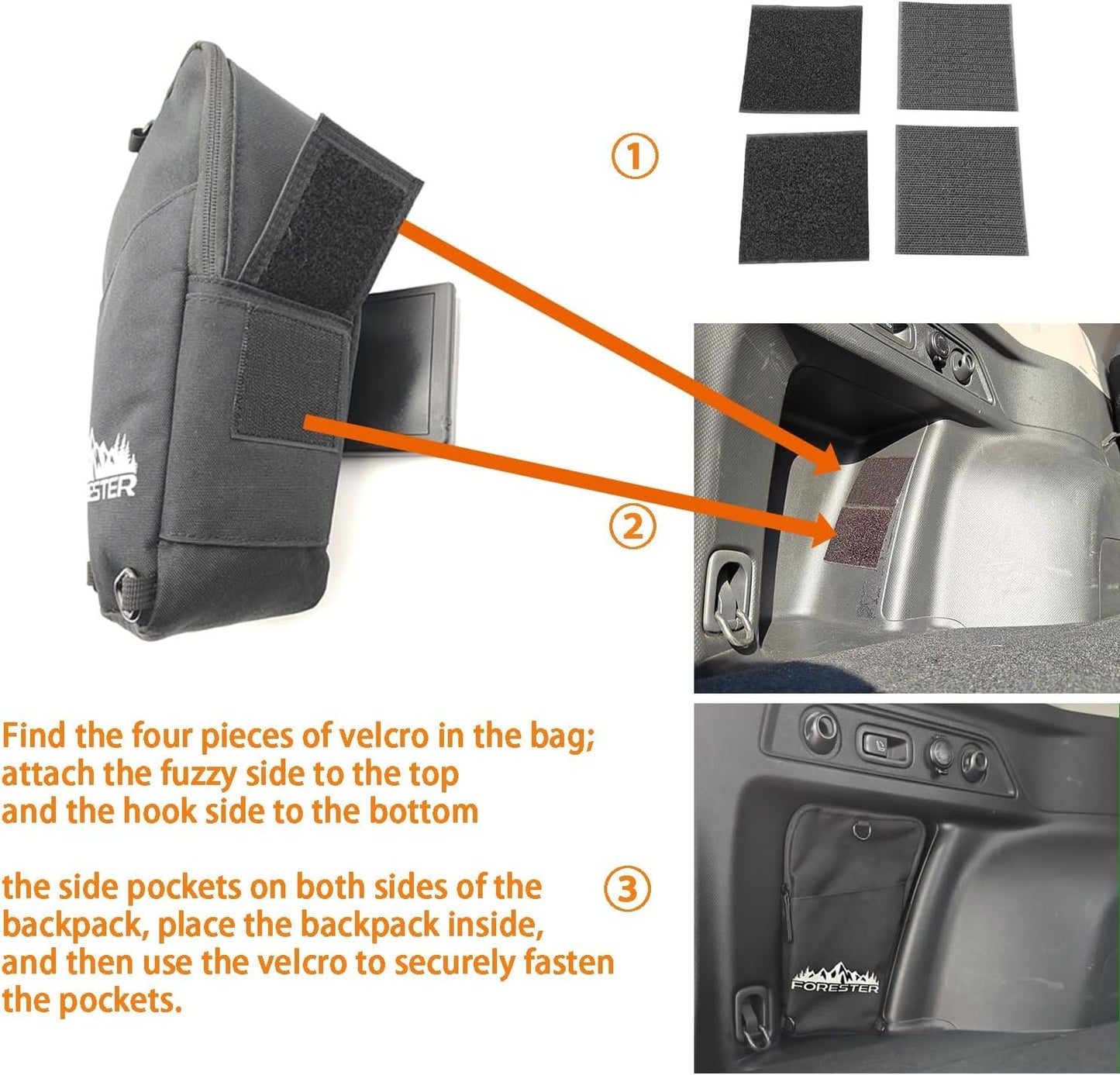 Trunk Upgrade, Trunk Organizer Pocket Multifunction Backpack, Trunk Cubby Storage bag, Cargo side pocket For Subaru Forester SK 2024 2023 2022 2021 2020 2019,Only For Driver's Side, Black, 1 pc