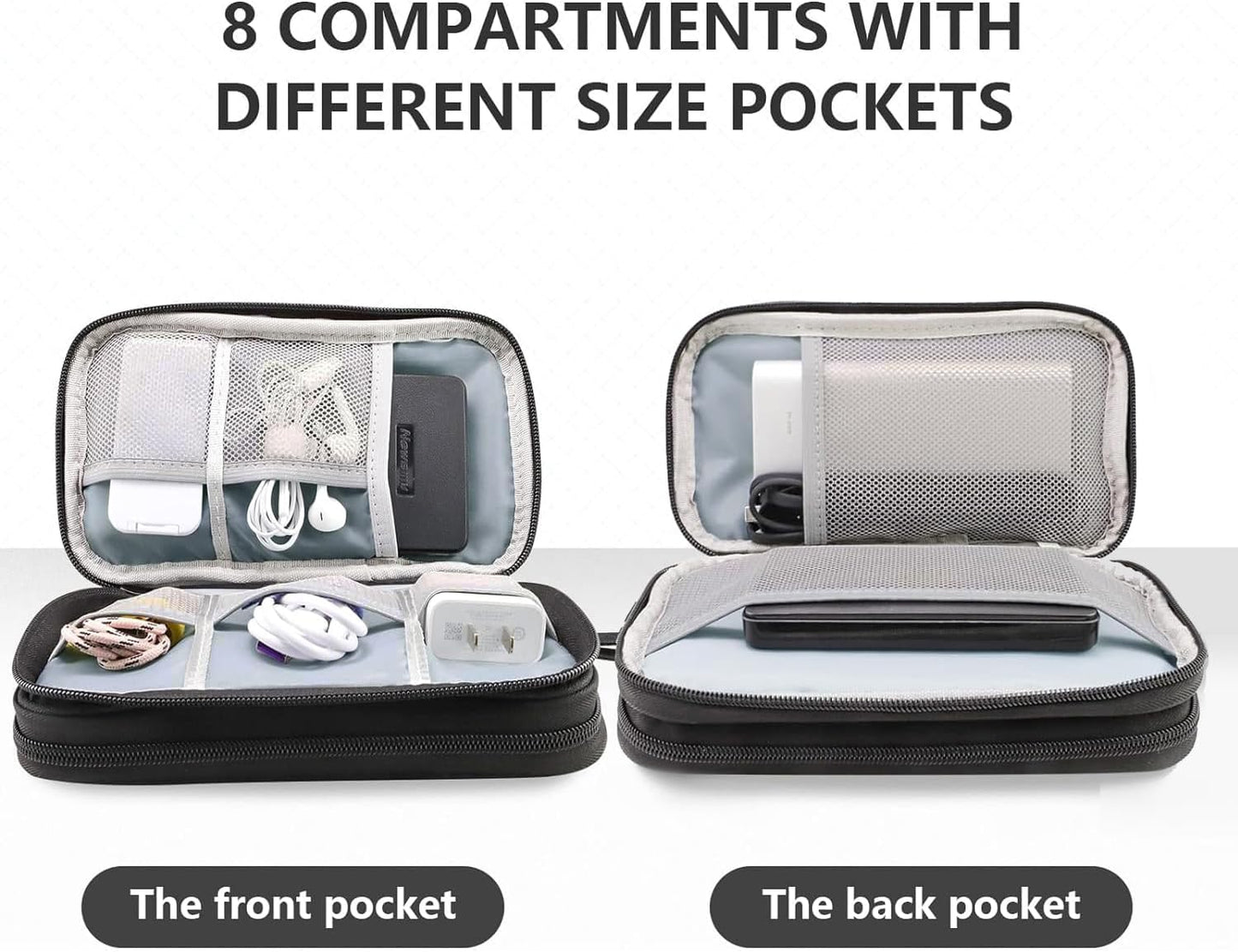 Teskyer Waterproof Cable Organizer Bag, Travel Accessories Bag, Electronic Accessories Bag, Black
