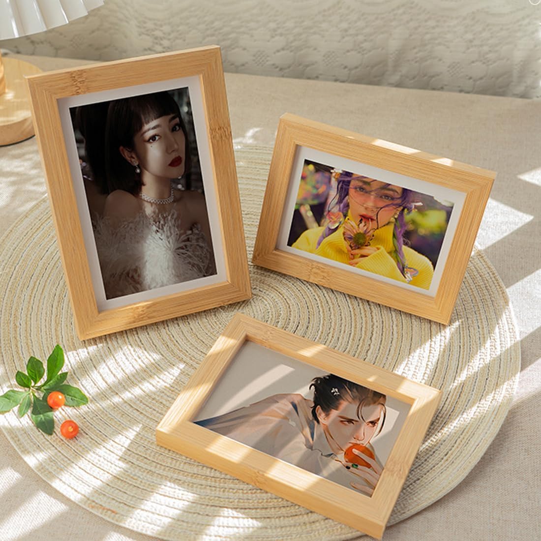 2 Pack Photo Frames 5 x 7 Picture Frame with Mat,Wall Hange and Table Decor for Home, Office,Gallery（Natural）