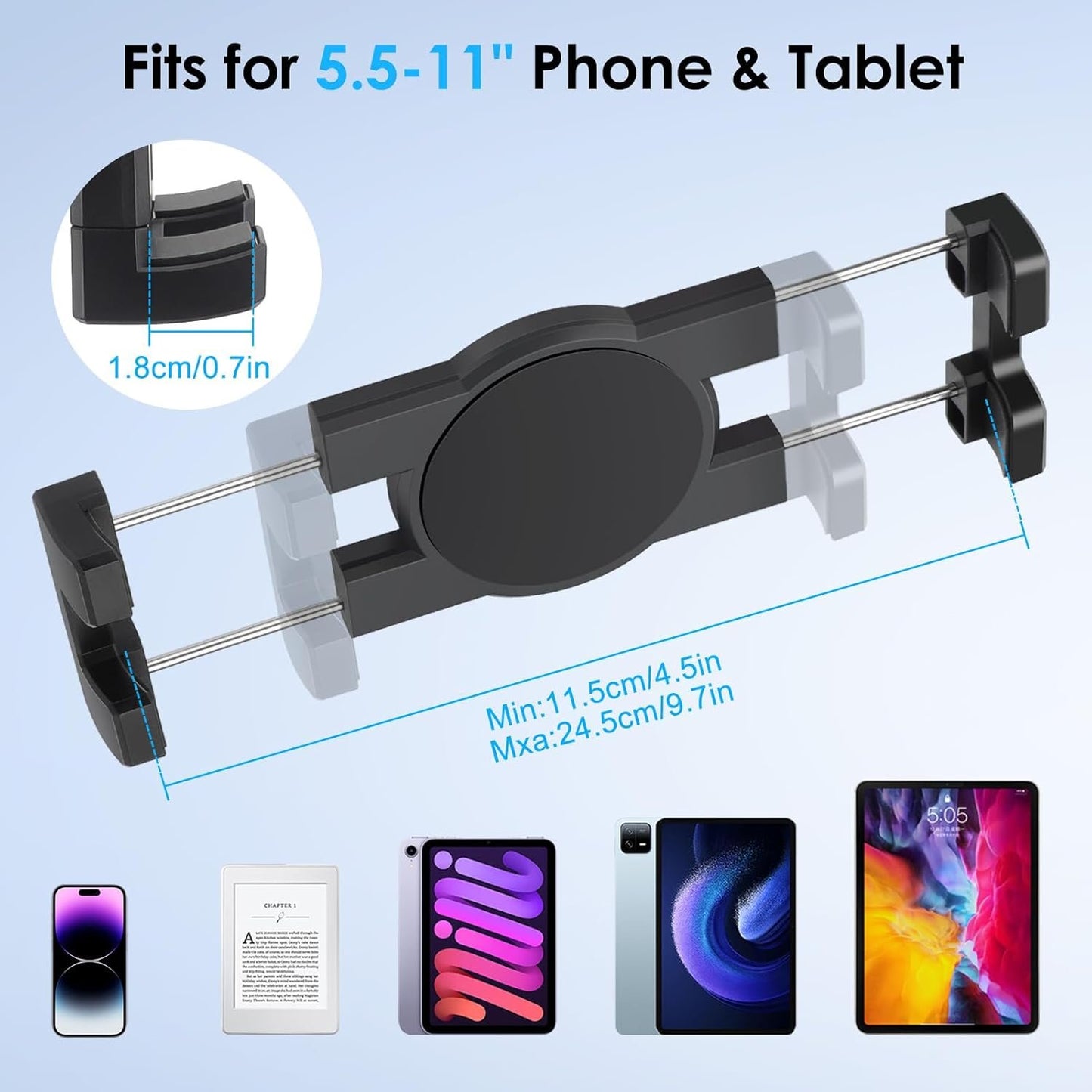 Linkstyle Car Tablet Holder, Windshield with Powerful Suction Cup, Compatible with Tablet Phone iPad 5.5-11.0 Inch