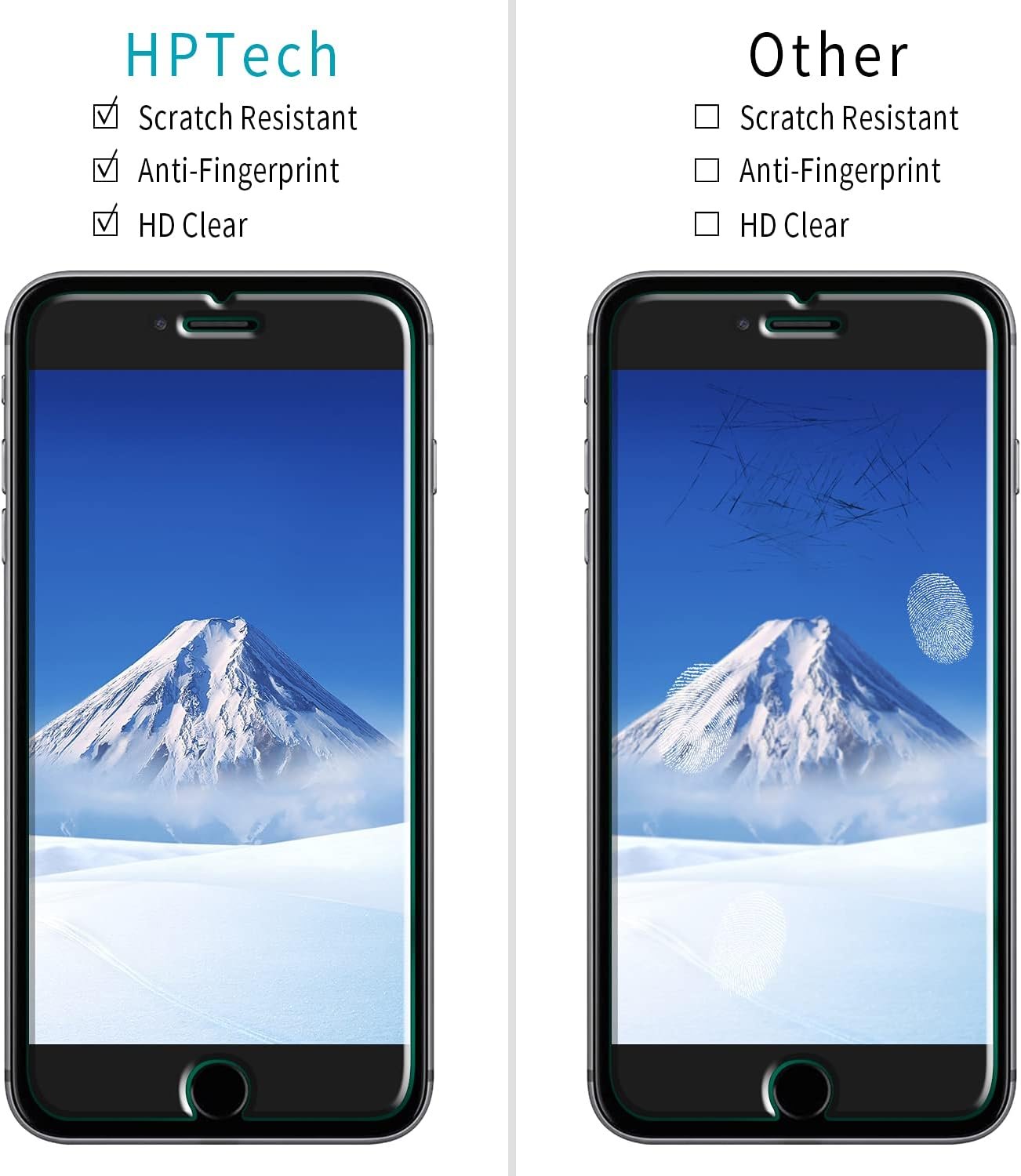 [2 Pack] HPTech Screen Protector for iPhone SE 2020, iPhone 8, iPhone 7, iPhone 6s and iPhone 6 (Japan) Tempered Glass, Case Friendly, Anti-Scratch, 4.7 inch