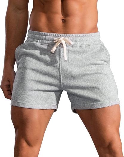 KEOYA Men's Athletic Casual 5" Cotton Blend Solid Shorts with Pockets and Drawstring
