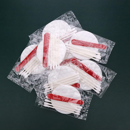 HQSLsund 100 Pack Hotel Vanity Set Individually Wrapped, Bulk Hotel Amenities Kit, Hotel Hospitality Set, Hygiene Products Include Cosmetic Cotton Pads, Cotton Swabs, Nail File (Paper Sticks)