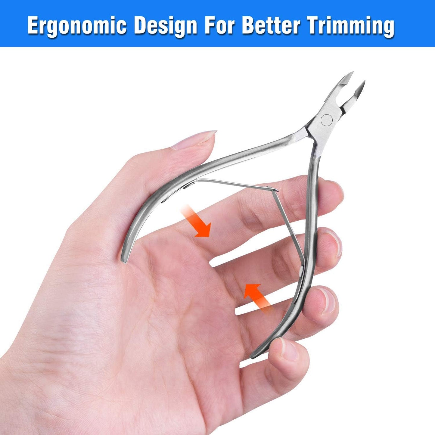 Cuticle Nippers and Cuticle Pusher Manicure Tools Set - Professional Stainless Steel Nail Cuticle Remover Cutter Clippers Tool for Gel Nail Art Fingernails Toenails, Spa