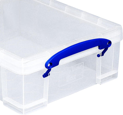 Really Useful Box Stackable 8.1 Liter Plastic Storage Container Bin with Snap Lid & Built-In Clip Lock Handles for Home & Office Organization (2 Pack)