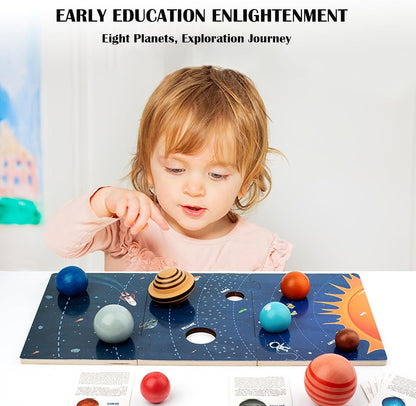 Planet Toys Montessori Wooden Solar System Model, Educational Toys for Kids 3-5, Preschool Learning Puzzle, Space Learning Toy, Planets for Kids