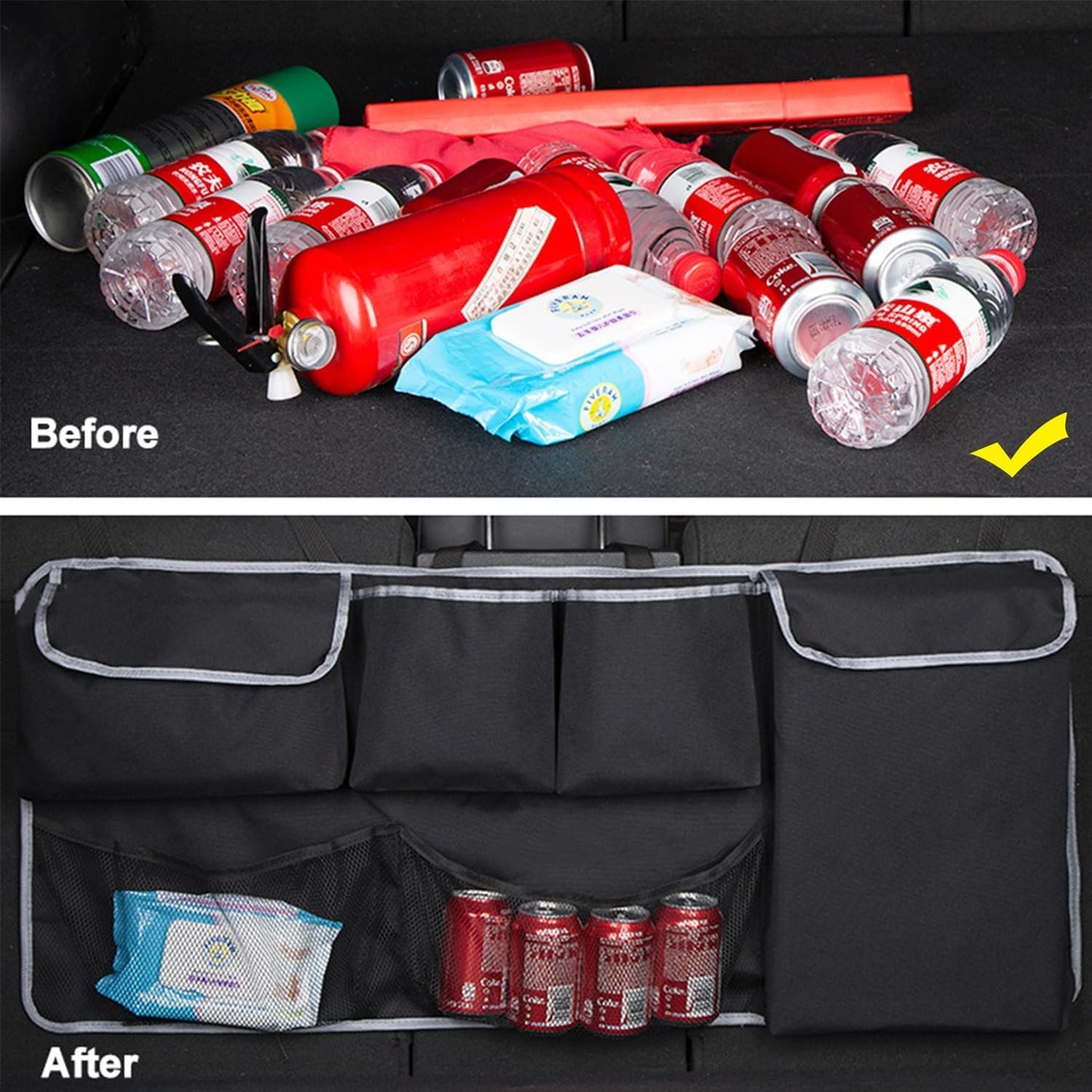 Taicols Car Trunk Organizer I Sport Touring Carbon Edition SUV - Spacious Storage, Backseat Hanging Bag, Tissue Holder, Car Trunk Organizer Backseat Hanging Storage Bag, Universal Car Accessories