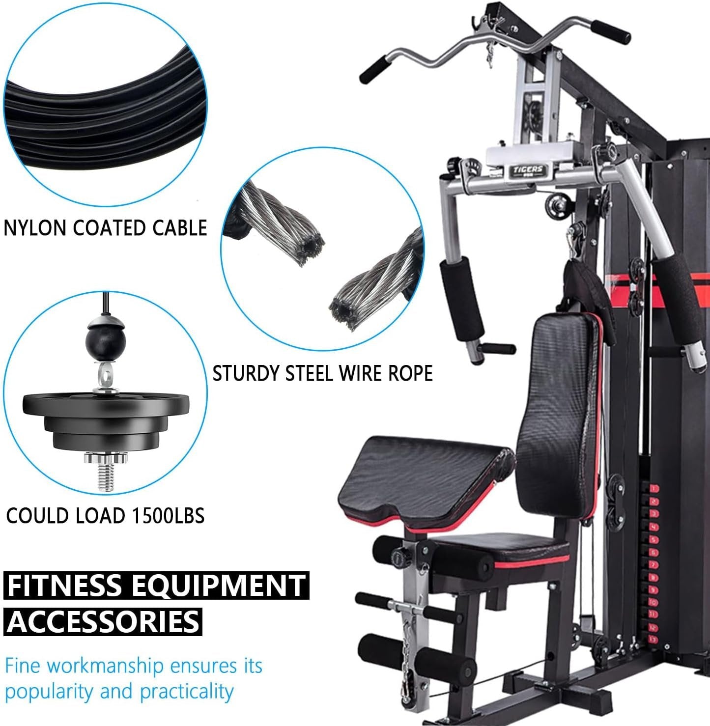 Taeku Fitness Pulley Cable, Heavy Duty 6mm Cable Steel Wire Rope Replacement Cable Machine Accessories for Home Gym Weight Lift Pulley System