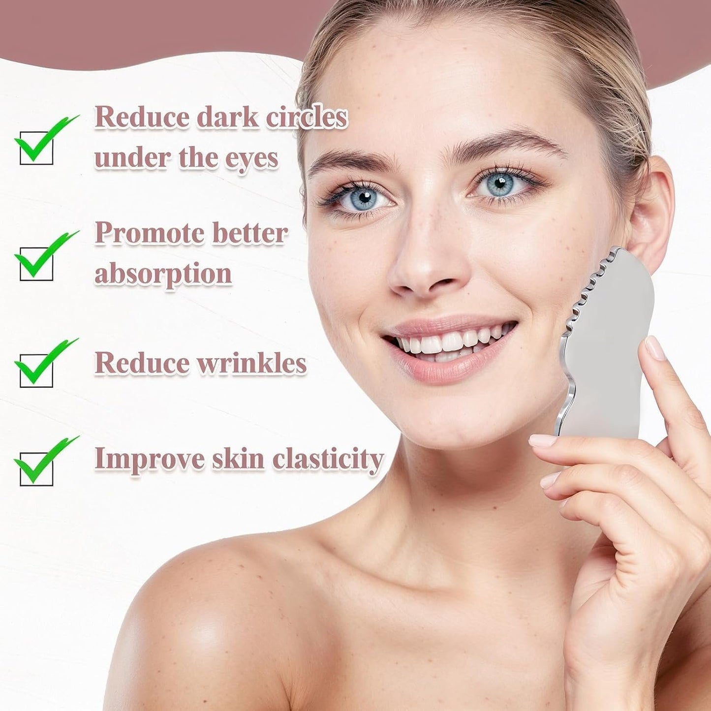 Gua Sha Stainless Steel, Manual Guasha Facial Tool, Metal Gua Sha Face Tool Facial Massager for Full Body Massage Fatigue Relief and Reduce Puffiness (Silver)