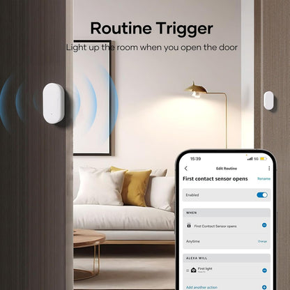 OUVOPO Zigbee Contact Sensor 4 Pack, Mini Smart Door Sensor, Home Automation, Kid Safety, Burglar Alert, Work with Alexa, SmartThings, Home Assistant, Aeotec, Hubitat, Homey with Build-in Zigbee Hub