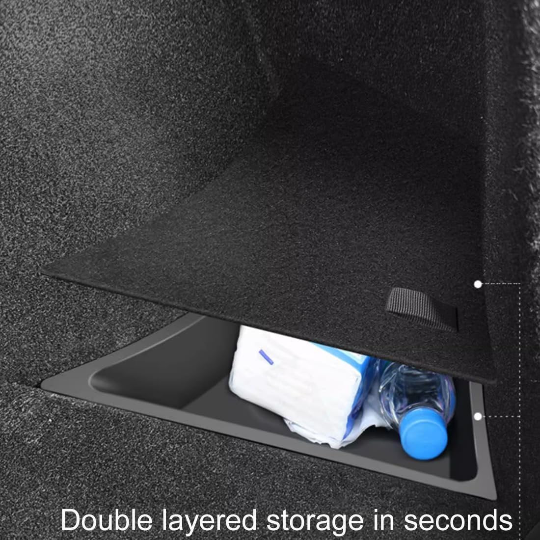 FASTCHE 2024 Tesla Model 3 Trunk Organizer Waterproof Rear Trunk Storage Bins Side Box with Carpeted Lip Interior Accessories （2 Pack