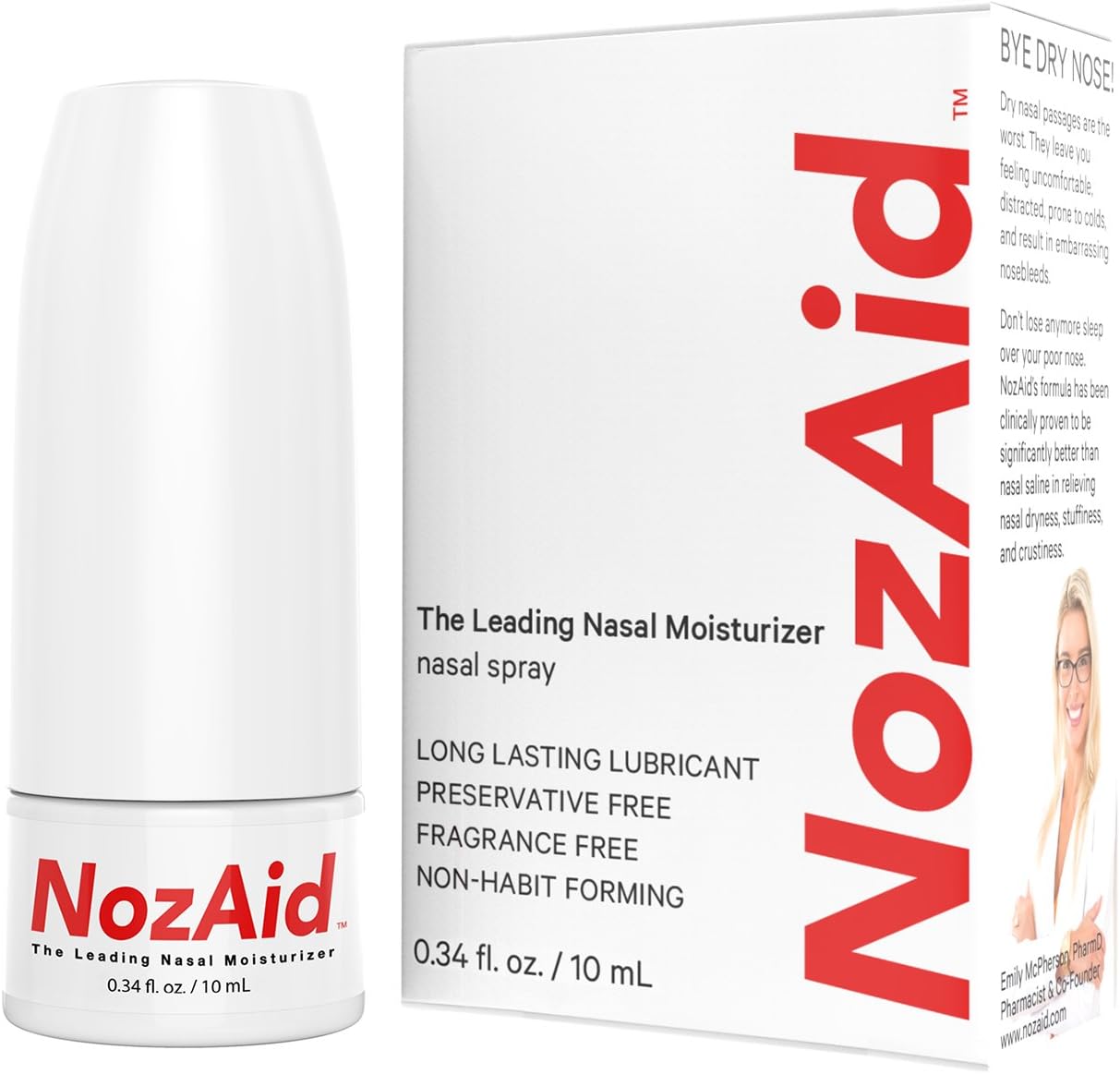 Nasal Moisturizer Spray w/Sesame Oil .34 oz Moisturizing Lubricant for Dry, Crusty, Cracked, Stuffy Nose Relief, Nosebleeds, Preservative Free by NozAid
