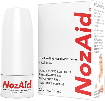 Nasal Moisturizer Spray w/Sesame Oil .34 oz Moisturizing Lubricant for Dry, Crusty, Cracked, Stuffy Nose Relief, Nosebleeds, Preservative Free by NozAid