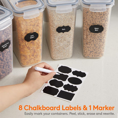 MOTYYA 2.5L Cereal Storage Container Set, 4pcs Airtight Dry Food Storage Canisters with Flip-Top Lids for Kitchen Pantry Organization,Oats,Flour,Sugar,BPA Free, Cereal Dispenser with Label Stickers