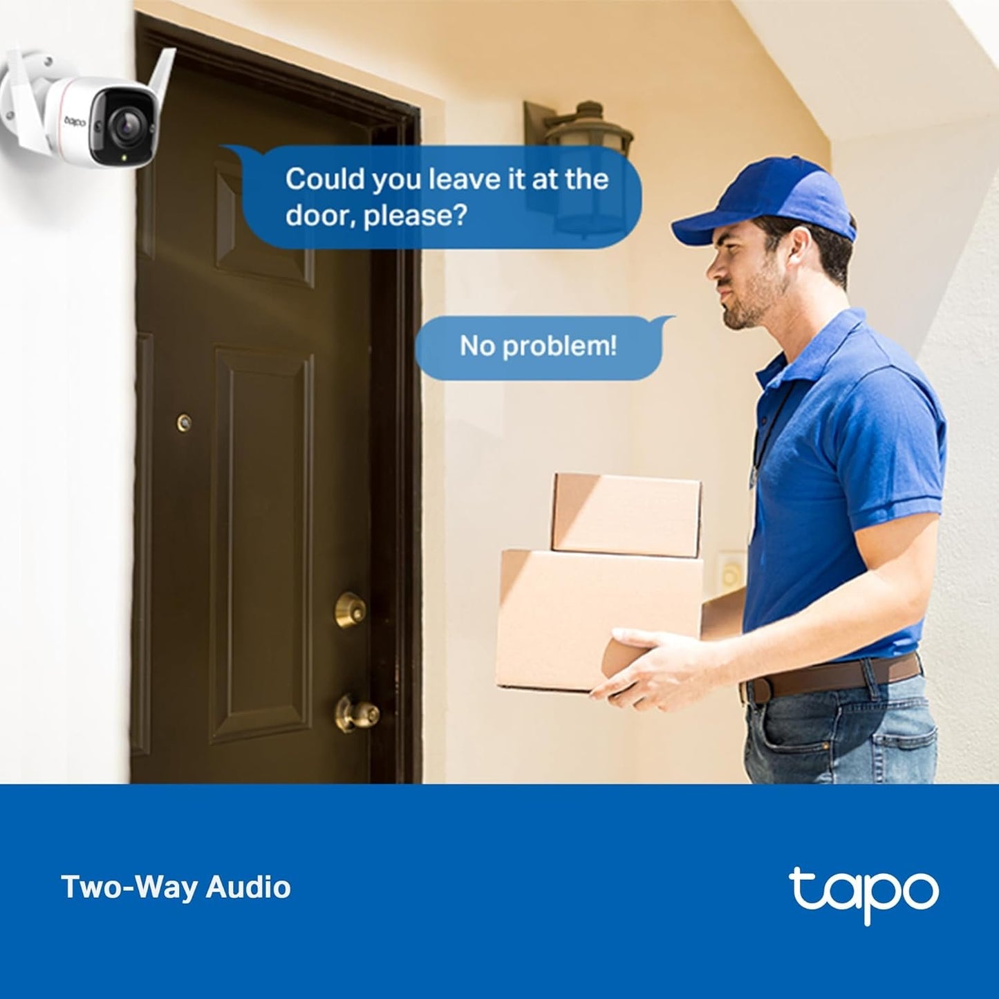 TP-Link Tapo Outdoor Security Wi-Fi Camera, Wired & Wireless, Smart AI Detection & Notifications, 3MP, IP66, Two-Way Audio, Night Vision, Up to 128GB, SD Card Slot, No hub Required (TC65)