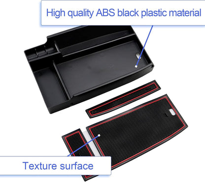 ZCLINKO Center Console Organizer for 2021+ Frod Escape Frod Bronco Sport CX430 Armrest Storage Box Interior Accessories Armrest Organizer ABS Material Tray Insert Organizer Glove Pallet (Red)