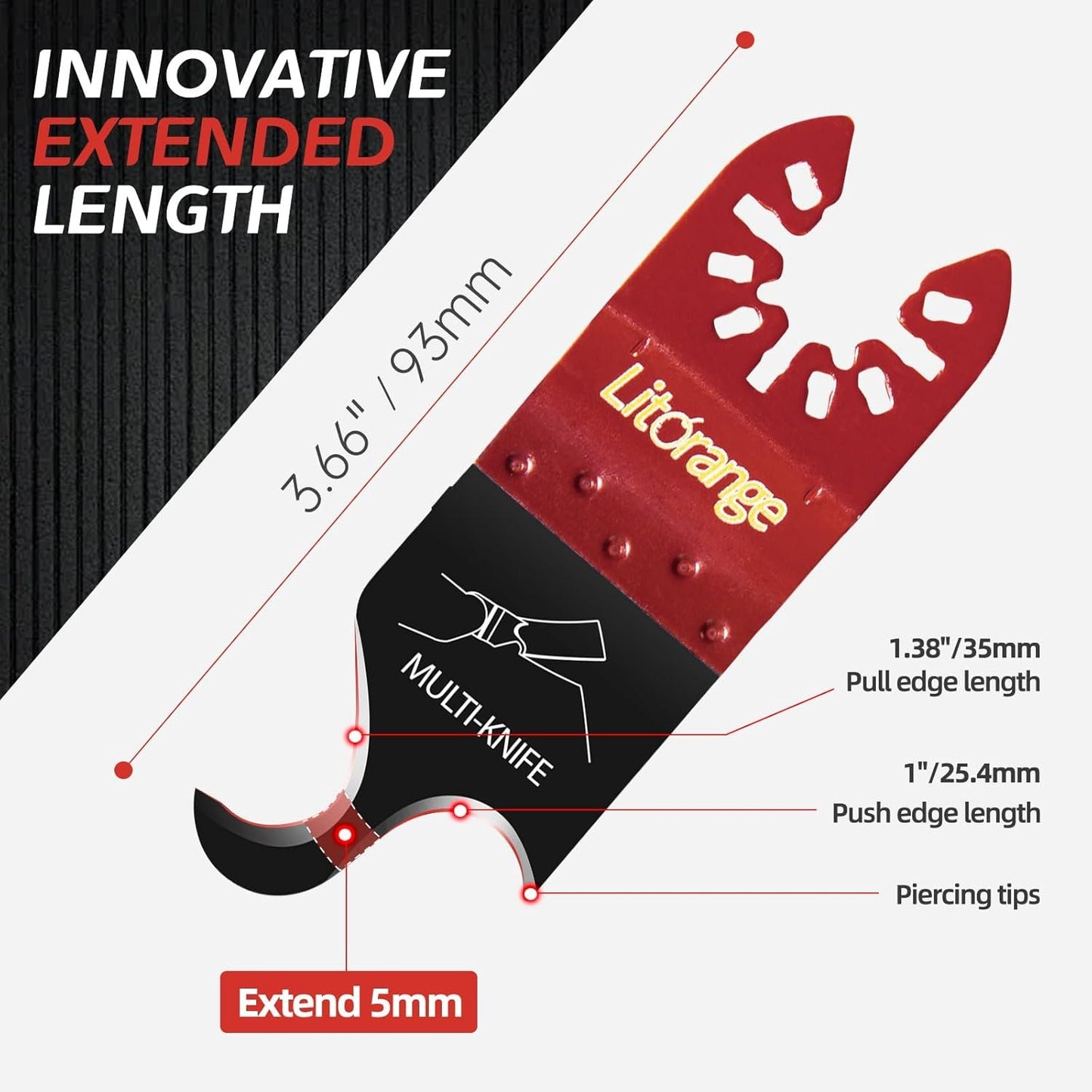 Litorange Oscillating Multi Tool Hook Knife Blade, 5PCS Multitool Saw Blades for Cutting Soft Materials Roofing Shingles, PVC Carpet and Cardboard