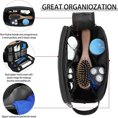 Toiletry Bag for Men and Women Portable Travel Organizer for Toiletry Accessories Lightweight Dopp Kit Water-Resistant Shaving Bag,Medium-Black