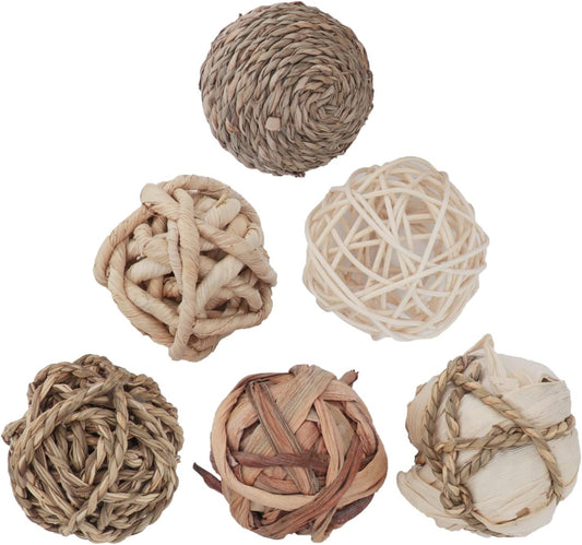 Kesywale Set of 6 Decorative Balls for Centerpiece Bowl Fillers, 2.8 inch Assorted Rattan Wicker Balls Spheres Orbs, Vase Fillers, Home Table Decor