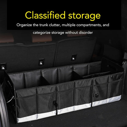 Car Trunk Organizer, 95L Car Multi Compartment Storage Box with Handles, Foldable Trunk Extended Cargo Organizer, for Any Car, SUV, Truck