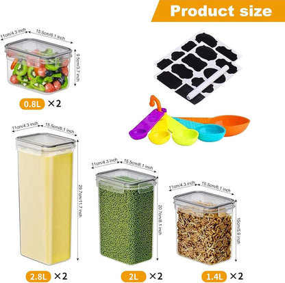 stusgo 8 Pack Airtight Food Storage Containers Set - Cereal Storage Containers for Kitchen Storage & Organisation with Lids & BPA Free Pantry Organiser