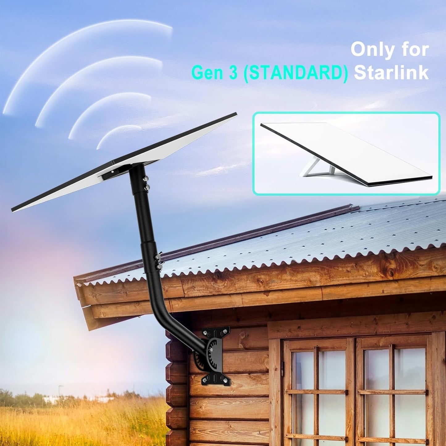 Mwin Starlink Gen 3 Mount, 180° Adjustable Starlink Mounting Kit Compatible with Gen 3, Starlink Pole Mount and Starlink Gen 3 Pipe Adapter, Wall Mount Roof Mount for Starlink Internet Kit Satellite