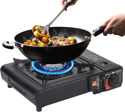 Ungtyb Stove for Camping, Portable Burner, Single Foldable Design, Built-In Piezo Ignition, Compact Outdoor Gear, Travel Cooking Tool, Beach Hiking Adventure Ready for Campfire Use 12.99x10.63x3.35in