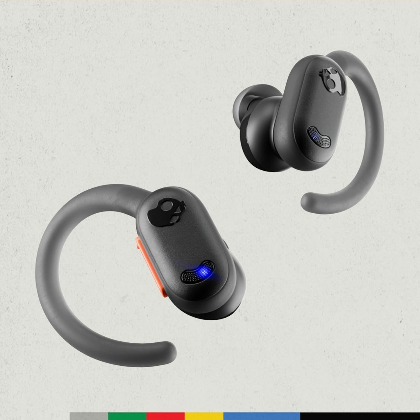 Skullcandy Push ANC Active in-Ear Wireless Earbuds, 58 Hr Battery, IP67 Waterproof, Wireless Charging, Microphone, Works with iPhone Android and Bluetooth Devices, True Black/Orange
