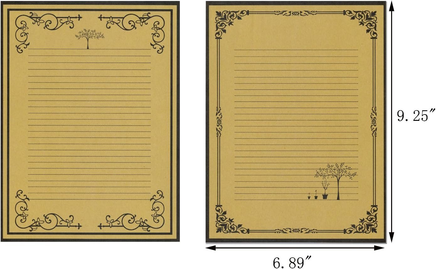 IMagicoo 64 Vintage Retro Cute Design Writing Stationery Paper Pad Letter Set (Khaki)