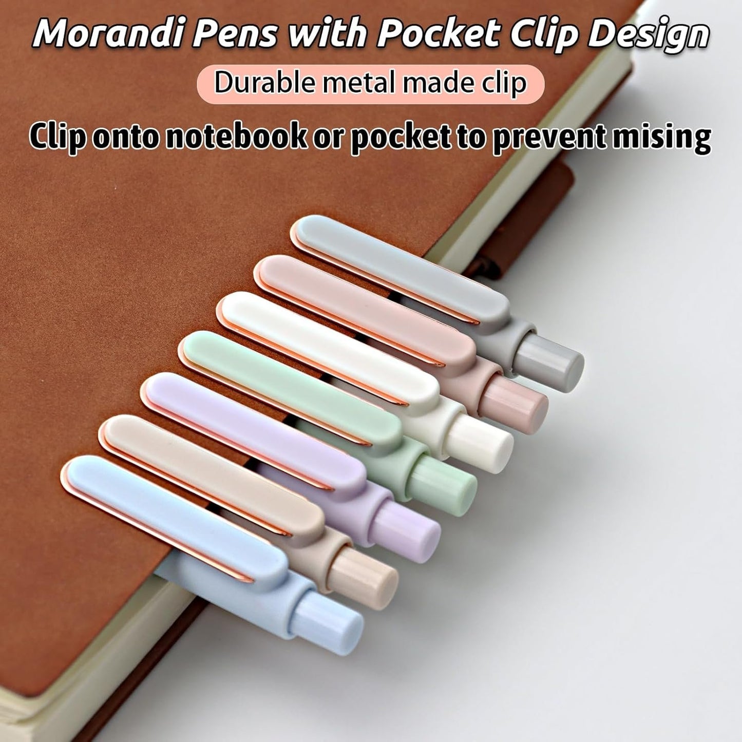 Retractable Gel Pens,7 Pcs 0.5mm Japanese Black Ink Fine Point Morandi Pens for Writing Smooth,Cute Office School Supplies Stationery Gifts for Women Men Stocking Stuffers (Style B)