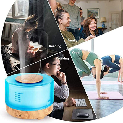 500Ml Aromatherapy Essential Oil Diffuser Remote Control Ultrasonic Air Humidifier with 7 Color Led Light H1