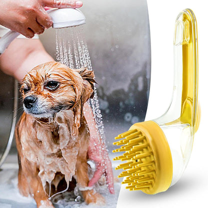 Dog Bath Brush,Soft Dog Shower Brush with Long Handle | Grooming Tool Cleaner Silicone Bristle Cat Comb Shower Accessories for Puppy Kitten Small Animals