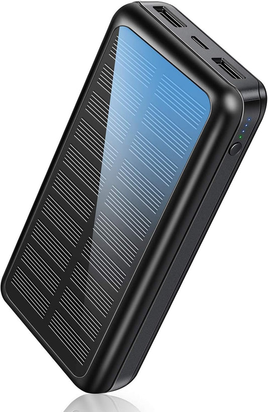 SOXONO Solar Powered Power Bank - 30000mAh Portable Solar Charger, 2 USB Ports High-Speed Panel External Battery Packs Solar Portable Power Bank for iPhone, Android and More