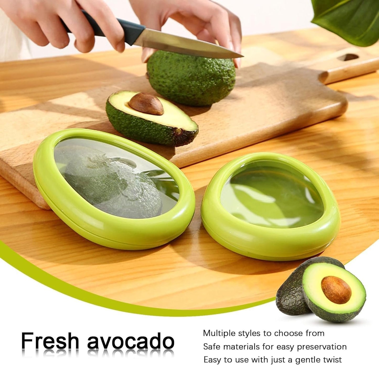 Gieyina 4PCS Fruit And Vegetable Storage Containers,Vegetable Sha Transparent Film Reusable Food Saver Set for Fridgeï¼ŒAvocado Onion Tomato and Lemon Leakproof Keeper, AU-322-2