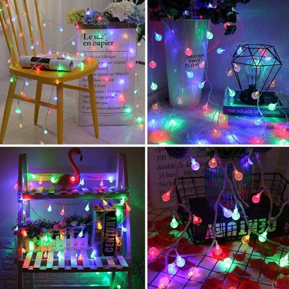 Upgrade Your Decor with Crystal Globe Fairy Lights: 8 Modes, Battery Powered, Perfect for Indoor/Outdoor Parties